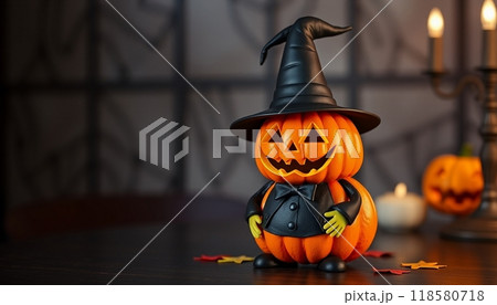 PUMPKINS FRUIT WITH HAT  ILLUSTRATION 118580718