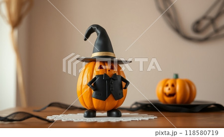 PUMPKINS FRUIT WITH HAT  ILLUSTRATION 118580719