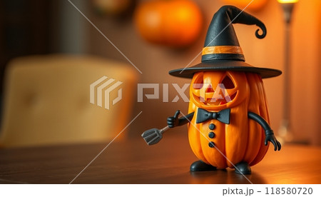 PUMPKINS FRUIT WITH HAT  ILLUSTRATION 118580720
