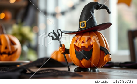 PUMPKINS FRUIT WITH HAT  ILLUSTRATION 118580738