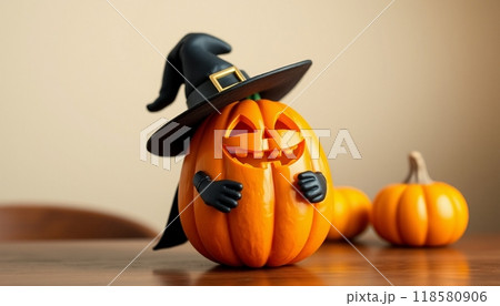 PUMPKINS FRUIT WITH HAT  ILLUSTRATION 118580906