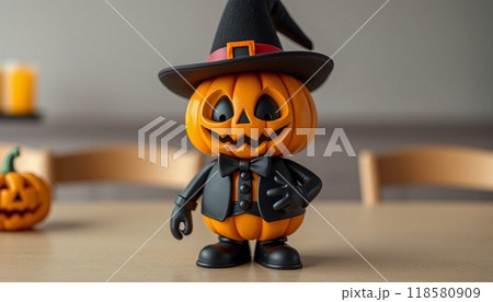 PUMPKINS FRUIT WITH HAT  ILLUSTRATION 118580909