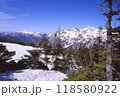 春山の穂高連峰と乗鞍岳 118580922