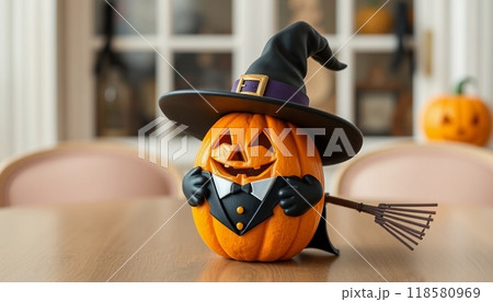 PUMPKINS FRUIT WITH HAT  ILLUSTRATION 118580969