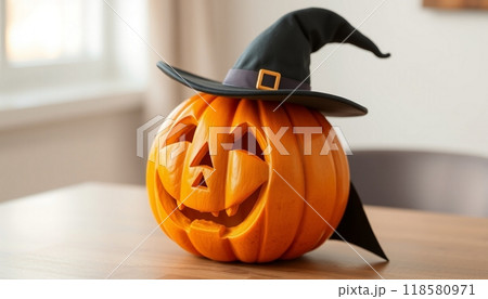 PUMPKINS FRUIT WITH HAT  ILLUSTRATION 118580971