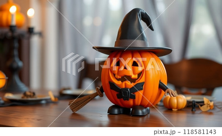 PUMPKINS FRUIT WITH HAT  ILLUSTRATION 118581143