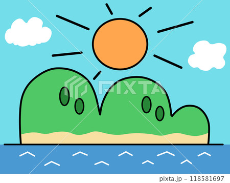 晴れた空と海と島 晴れた空と海と島 118581697