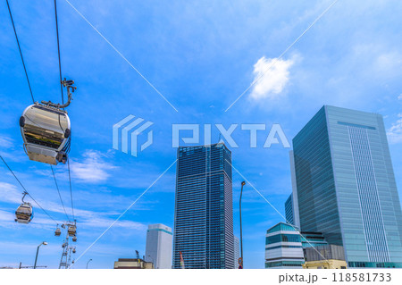 日本の横浜都市景観 桜木町駅前。横浜の街などを望む＝18日 118581733