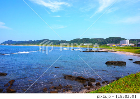 川下港 川下漁港 浜辺 ビーチ 海水浴 川下港 川下漁港 浜辺 ビーチ 海水浴 118582301