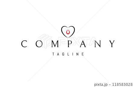 Vector logo with an abstract image of a heart with a drop of blood inside. 118583028