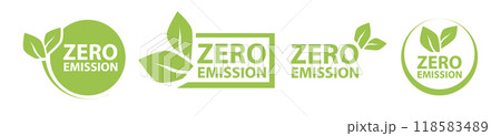 Zero Emission. Net zero label stamp design leaves Zero Emission carbon eco stamp symbol Vector 118583489