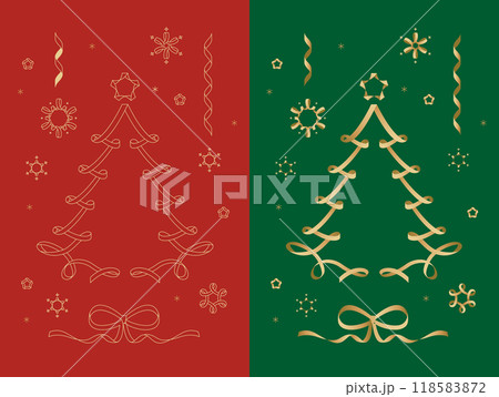リボンクリスマスツリーの装飾フレーム リボンクリスマスツリーの装飾フレーム 118583872