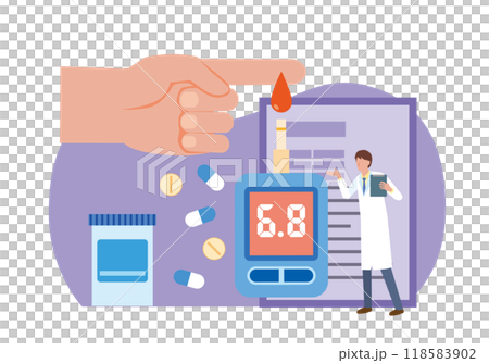 Illustration of blood glucose measurement Illustration of blood glucose measurement 118583902