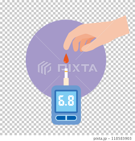 Illustration of blood glucose measurement 118583903