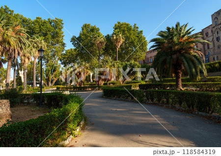 Palazzo dei Normanni and Lush Gardens in Palermo, Sicily Palazzo dei Normanni and Lush Gardens in Palermo, Sicily 118584319