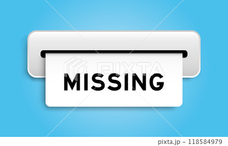 White coupon banner with word missing from machine on blue color background 118584979