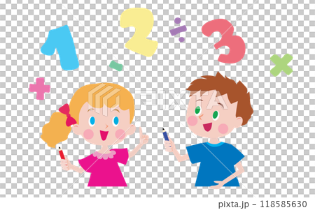 算数の勉強をする子供たちのイラスト 算数の勉強をする子供たちのイラスト 118585630