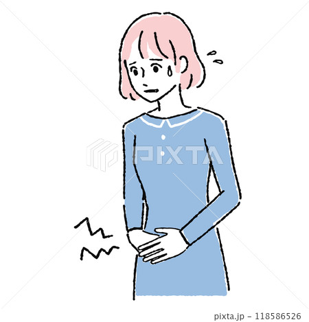 お腹の調子が悪い女性 118586526