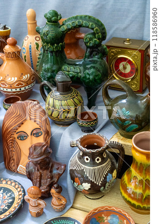 Ukrainian dishes. Clay ceramics. Old decor. 118586960