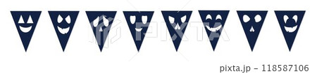 Cute silhouette of facial expressions in the form of garland for Halloween 118587106