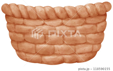 Wicker basket watercolor illustration Wicker basket watercolor illustration 118590155