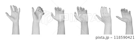 Hand holding, grabbing, grasping invisible object, product, isolated on white background, set Hand holding, grabbing, grasping invisible object, product, isolated on white background, set 118590421
