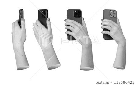Berlin Germany July 21 2024 Hands holding, using mobile phone, smartphone, iphone isolated on white 118590423