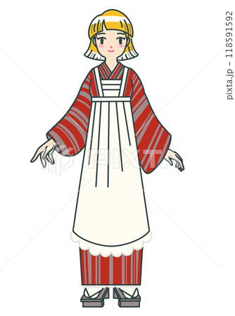 レトロなカフェ店員 モダンガール レトロガールの立ち姿 118591592