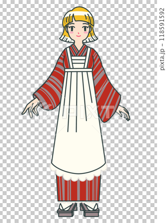 レトロなカフェ店員 モダンガール レトロガールの立ち姿 118591592