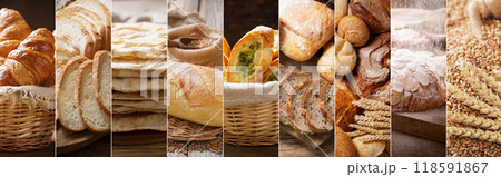 food collage of fresh baked bread food collage of fresh baked bread 118591867
