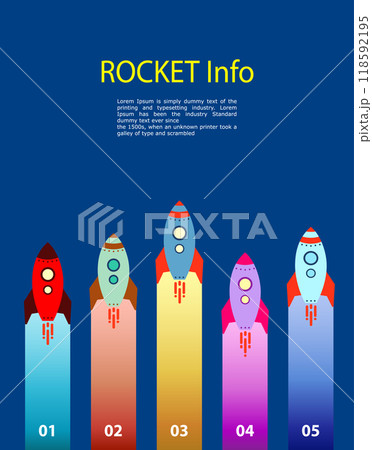 rocket - successful startup, list of points, different colors, statistical graph. 118592195
