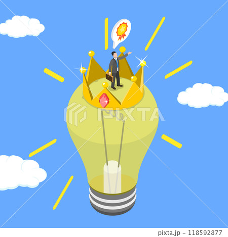 3D Isometric Flat Vector Illustration of Brilliant Idea, Innovative Business Development 3D Isometric Flat Vector Illustration of Brilliant Idea, Innovative Business Development 118592877