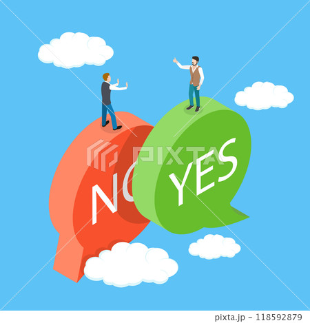 3D Isometric Flat Vector Illustration of Yes Or No, Decision-Making 3D Isometric Flat Vector Illustration of Yes Or No, Decision-Making 118592879