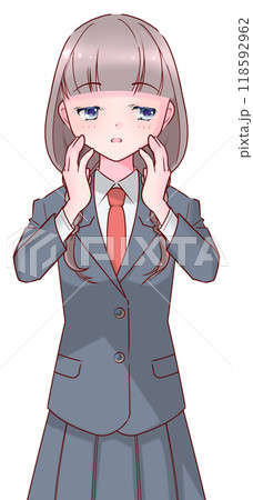 頬に手を当てる制服を着た内緒話する女子高生 頬に手を当てる制服を着た内緒話する女子高生 118592962