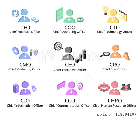 C suite executives include the chief executive officer or CEO, chief financial officer or CFO, chief operating officer or COO  118594107