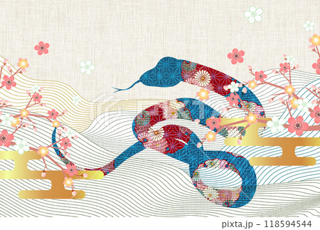 巳 年賀状 干支 背景 巳 年賀状 干支 背景 118594544