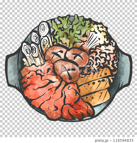壽喜燒手繪筆畫風格插畫 壽喜燒手繪筆畫風格插畫 118594835