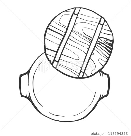 すき焼き鍋の手描き筆絵風イラスト 118594838