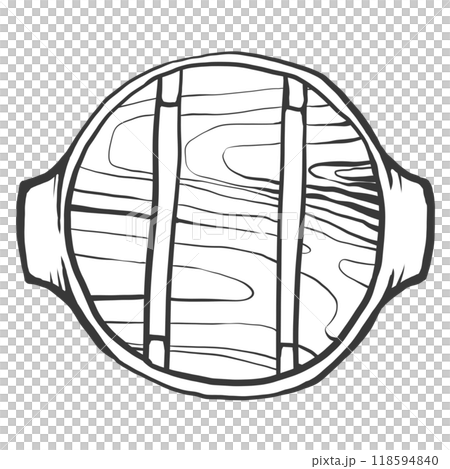 Hand-drawn brush-style illustration of a sukiyaki pot 118594840