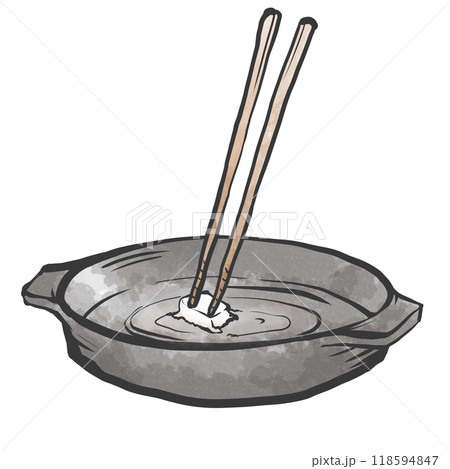 すき焼きの手描き筆絵風イラスト すき焼きの手描き筆絵風イラスト 118594847