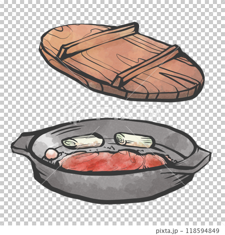 すき焼きの手描き筆絵風イラスト 118594849