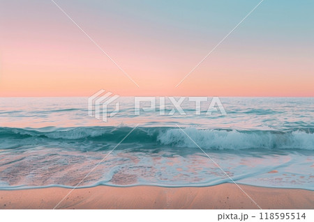 Pastel sunset over calm ocean waves Pastel sunset over calm ocean waves 118595514