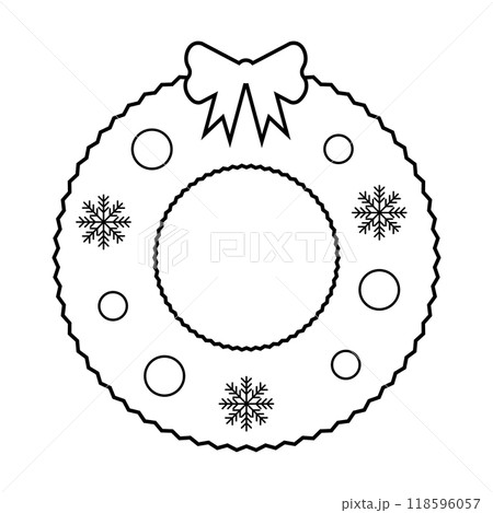 シンプルなクリスマスリースの線画イラスト シンプルなクリスマスリースの線画イラスト 118596057