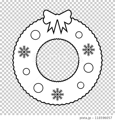 シンプルなクリスマスリースの線画イラスト シンプルなクリスマスリースの線画イラスト 118596057