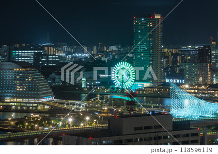 神戸の素敵な夜景　モザイク大観覧車　(神戸市役所展望ロビー) 118596119
