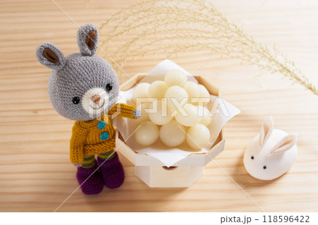 動物のあみぐるみ　お月見 118596422