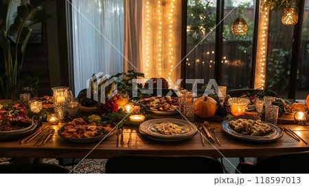 A Festive Dinner Table Set for a Special Occasion 118597013