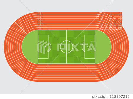 Top view of sport stadium.Running track stadium competition. 118597213