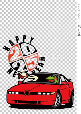 2025 New Year's Card Template - Zodiac and Italian Sports 118597821