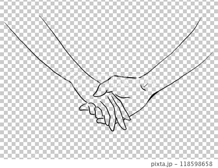 連接雙手的線條圖插圖 118598658